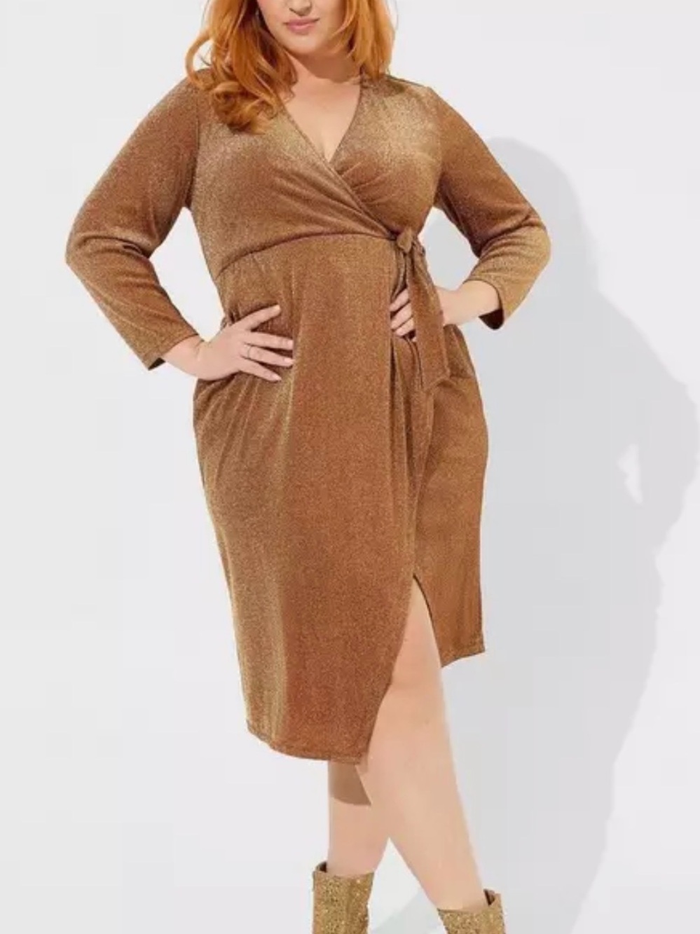 torrid Roasted Russet Shimmery Wrap Dress